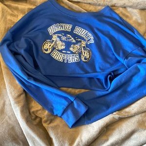 Medium, blue halter sweatshirt